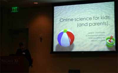 Janet Stemwedel of Adventures in Ethics and Science blog moderates a session on Science Online for Kids (and Parents).