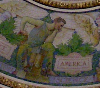 Detail of America as Science in the Jefferson Reading Room Dome