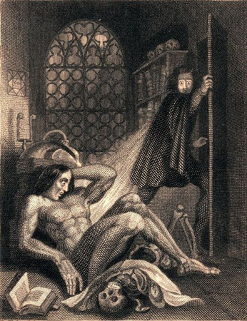 Frontispiece to the revised edition of Frankenstein by Mary Shelley
