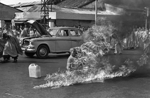 Journalist Malcolm Browne's photograph of Thich Quang Duc during his self-immolation.