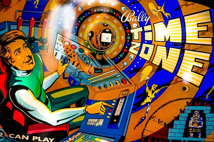 Bally Time Zone / Space Time Pinball Backglass
