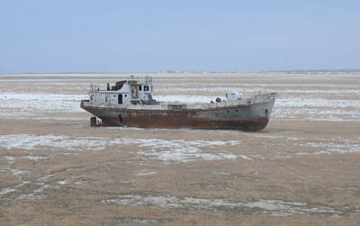 Abandoned Ship Where the Aral Sea Once Was