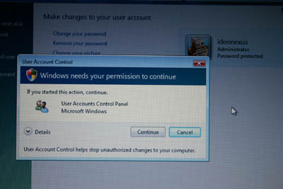 Vista also disables screenshots when this dialog appears, so I had to get this photo with my digital camera