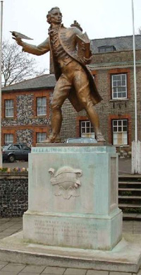 Statue of Thomas Paine in Thetford, Norfolk, England.