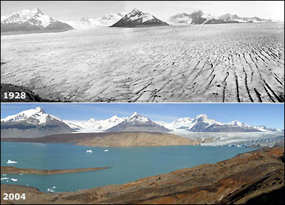Upsala Glacier in 1928 and 2004